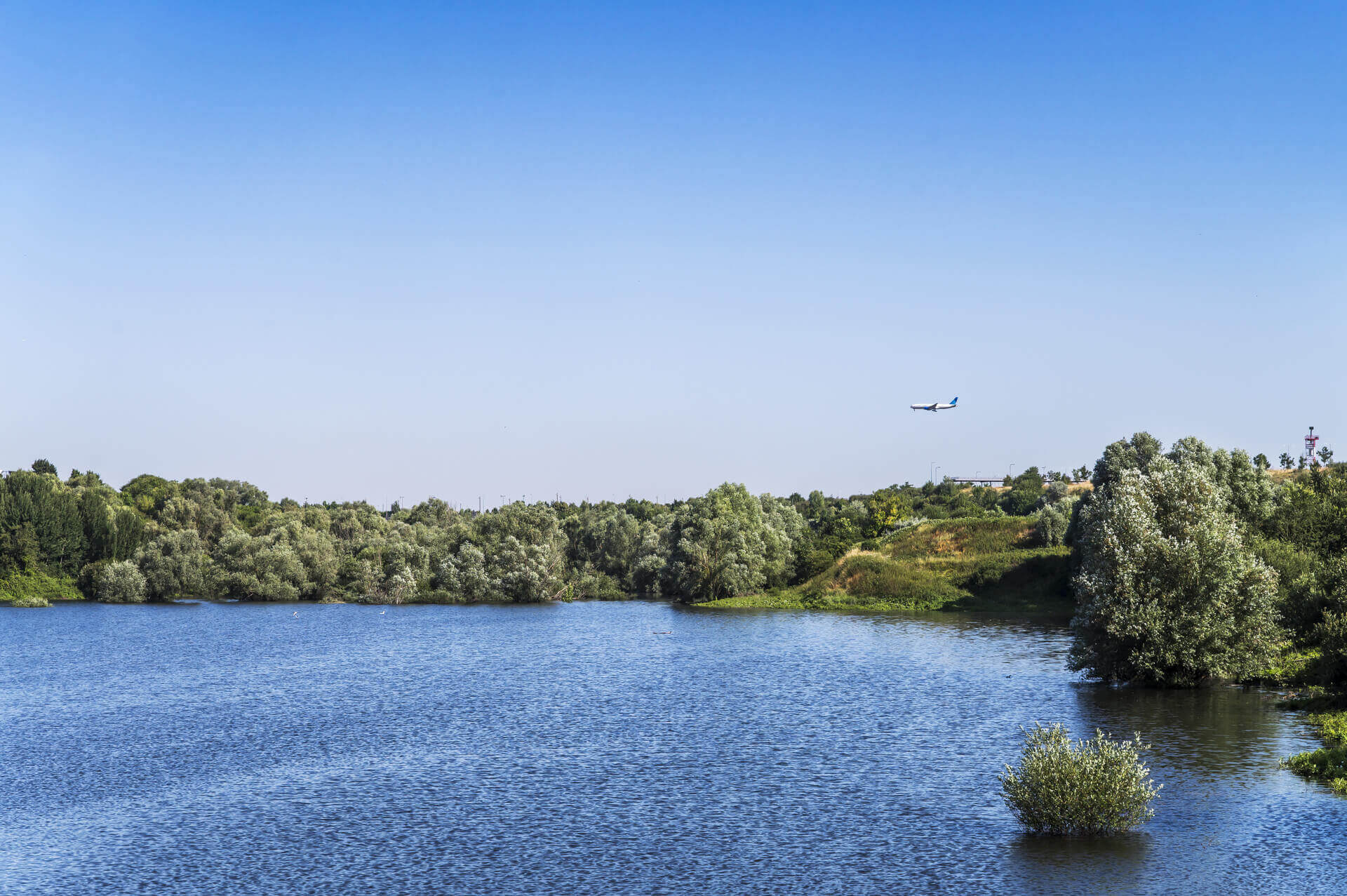 Renardières pond, used for stormwater management, Paris-Charles de Gaulle