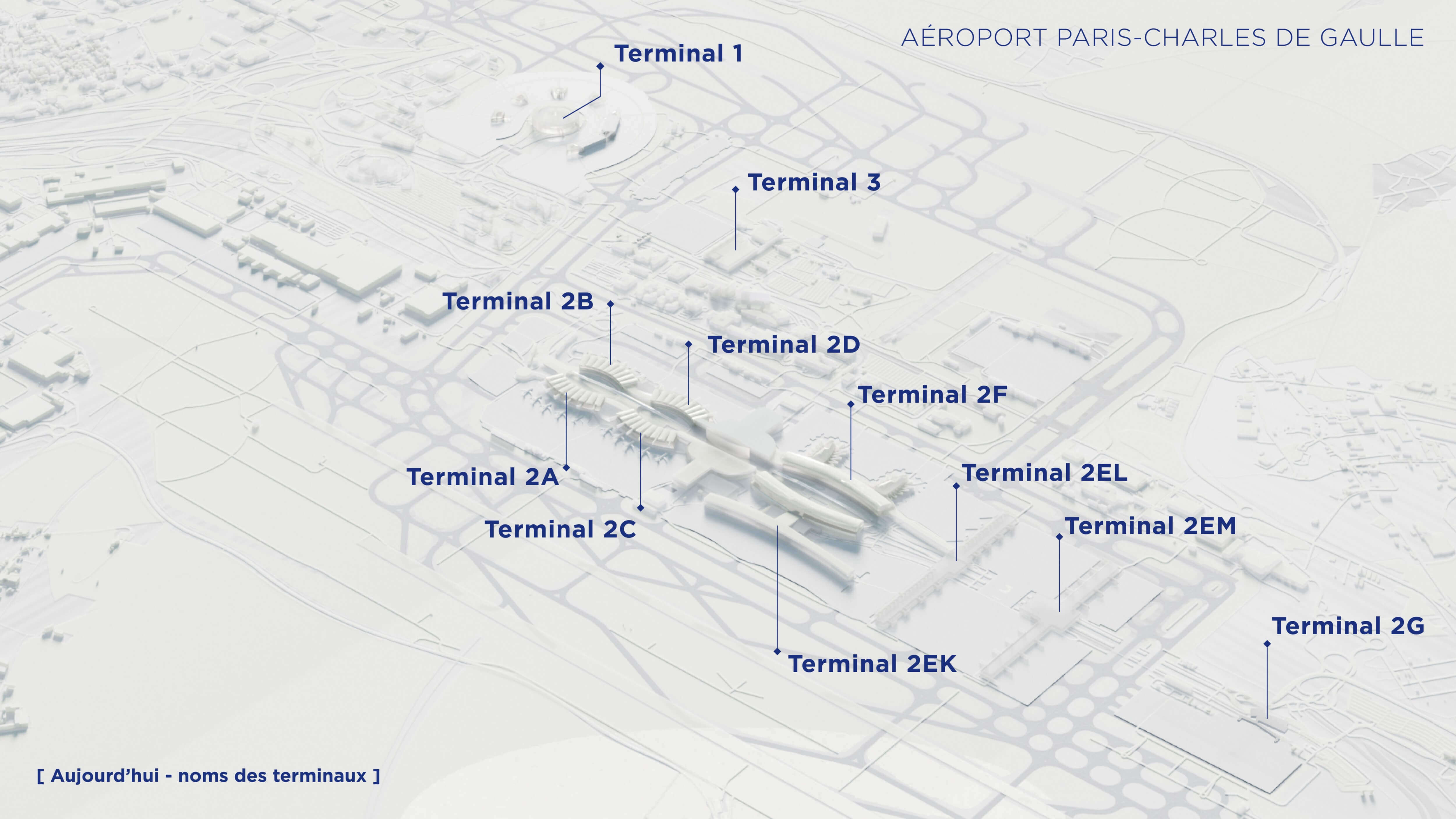 Current toponymy of Paris-Charles de Gaulle